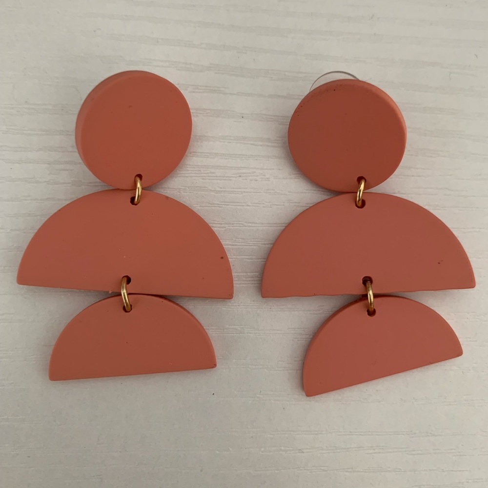 Urban Outfitters earrings, pink, handmade/clay material, never worn.